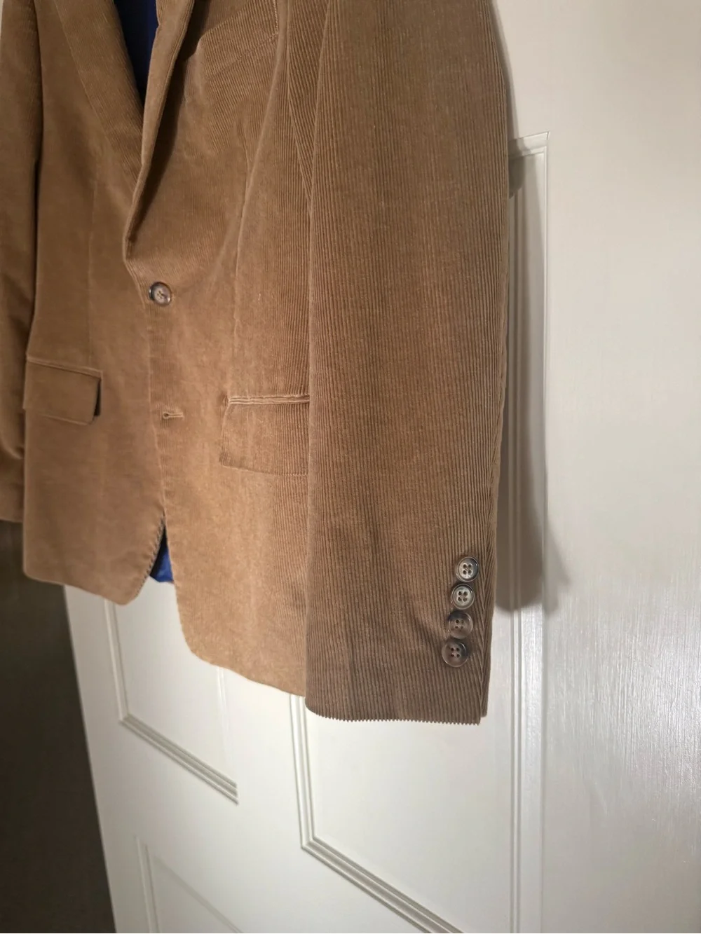 Men’s Regular Fit Corduroy Notch-Lapel Blazer in Camel, 36s